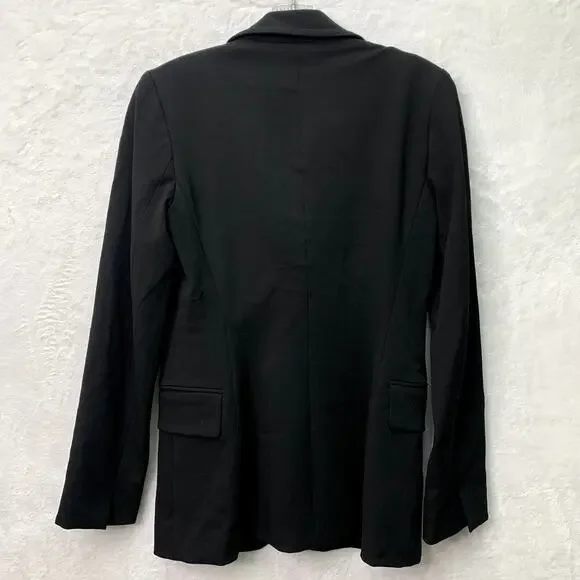 Theory Womens Size Small Black Mock Pocket Button Front Blazer - Picture 4 of 10